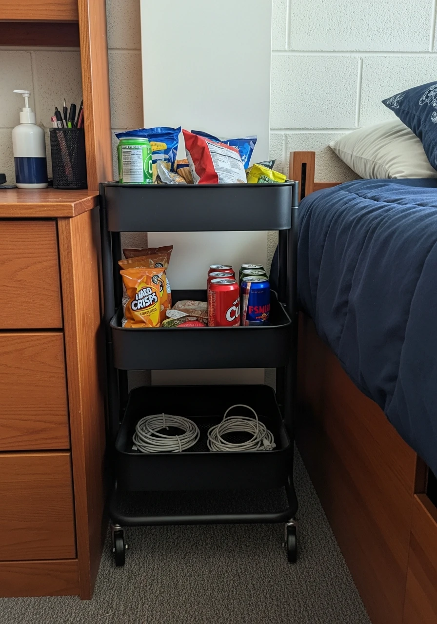 Rolling Utility Cart - 50 Best College Dorm Room Ideas for Guys