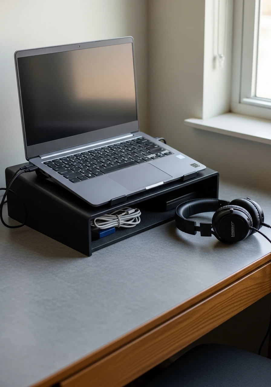Laptop Monitor Riser - 50 Best College Dorm Room Ideas for Guys