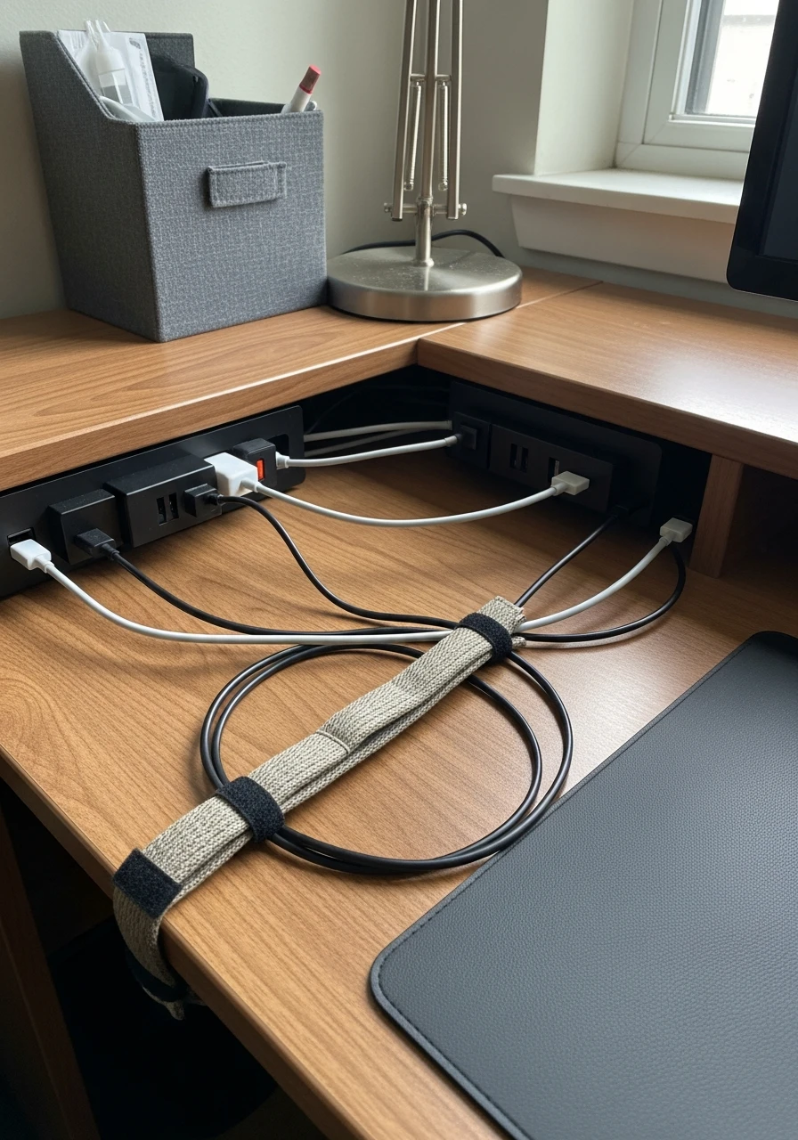Cable Management System - 50 Best College Dorm Room Ideas for Guys