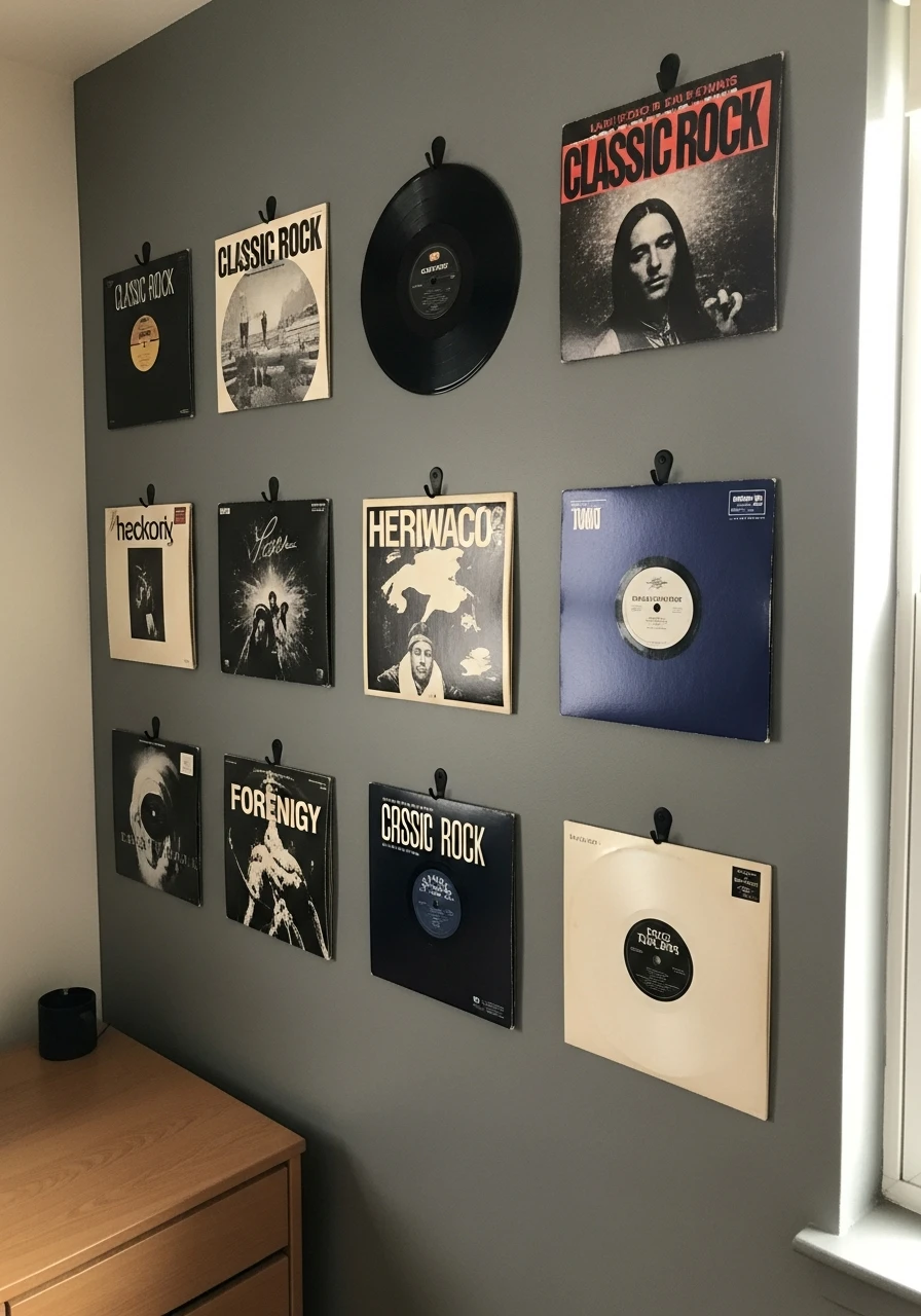 Vinyl Record Wall Art - 50 Best College Dorm Room Ideas for Guys