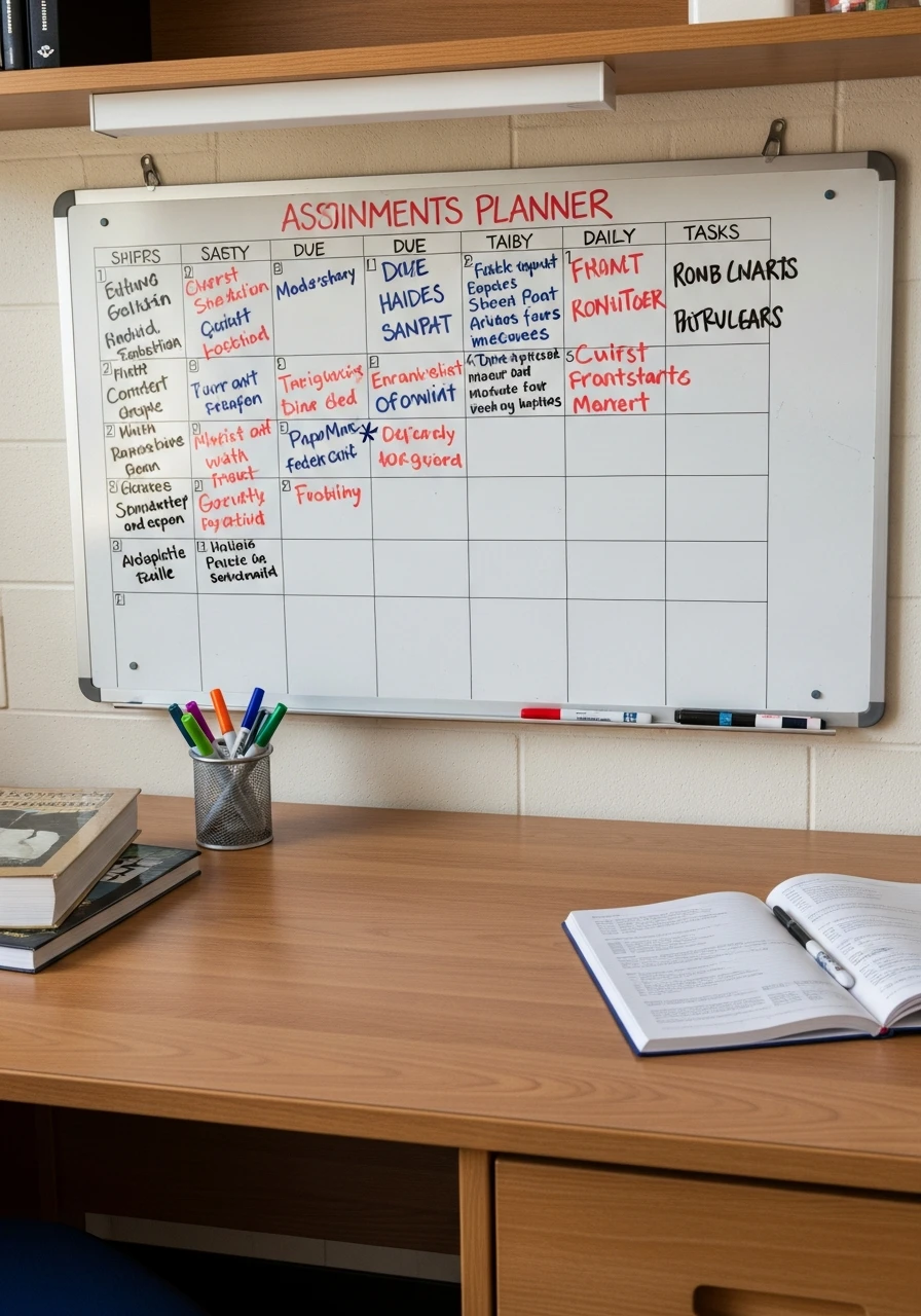 Whiteboard Planner - 50 Best College Dorm Room Ideas for Guys