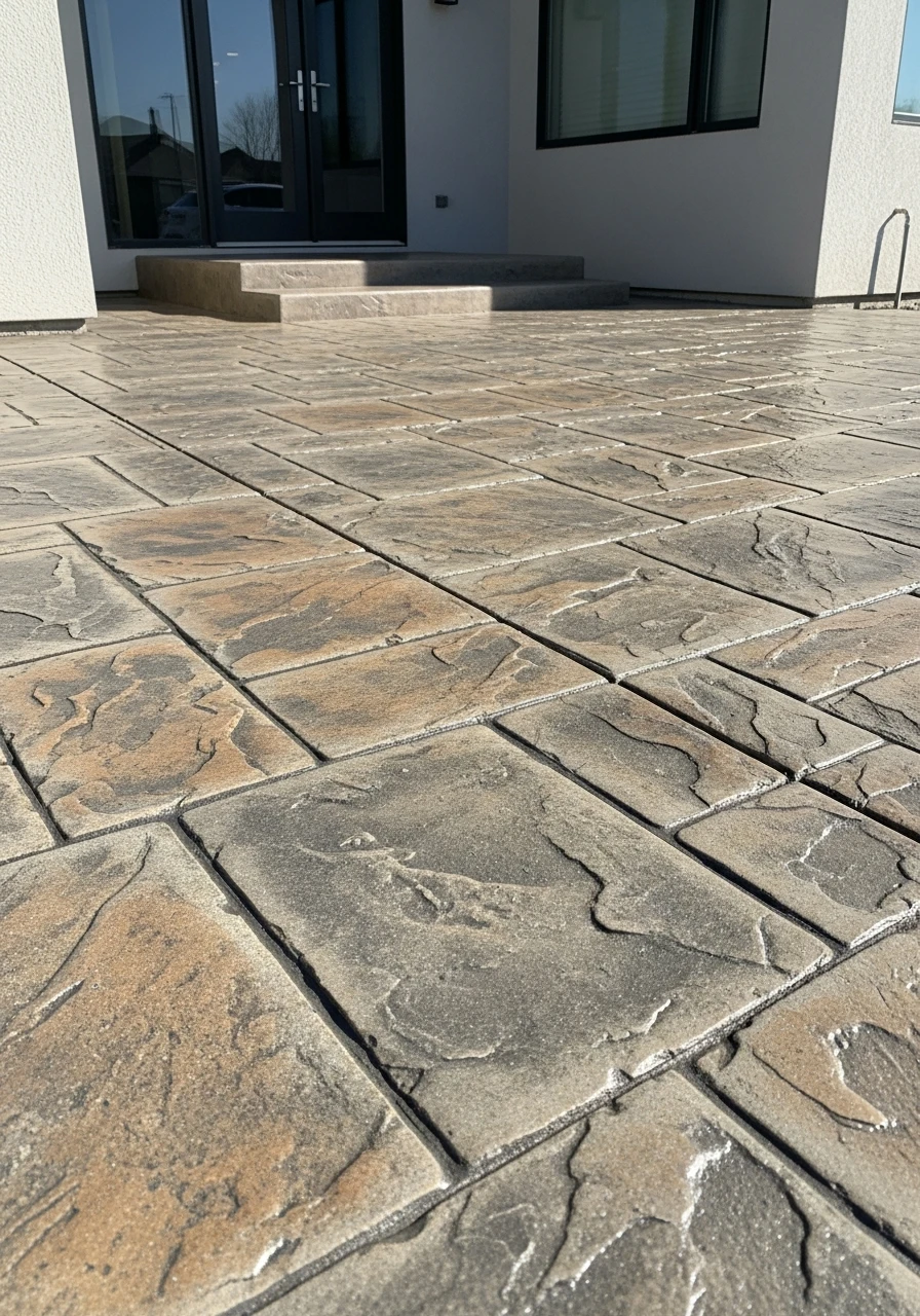 Stamped Stone Look - 50 Concrete Patio Ideas That Look Expensive (But Aren't)