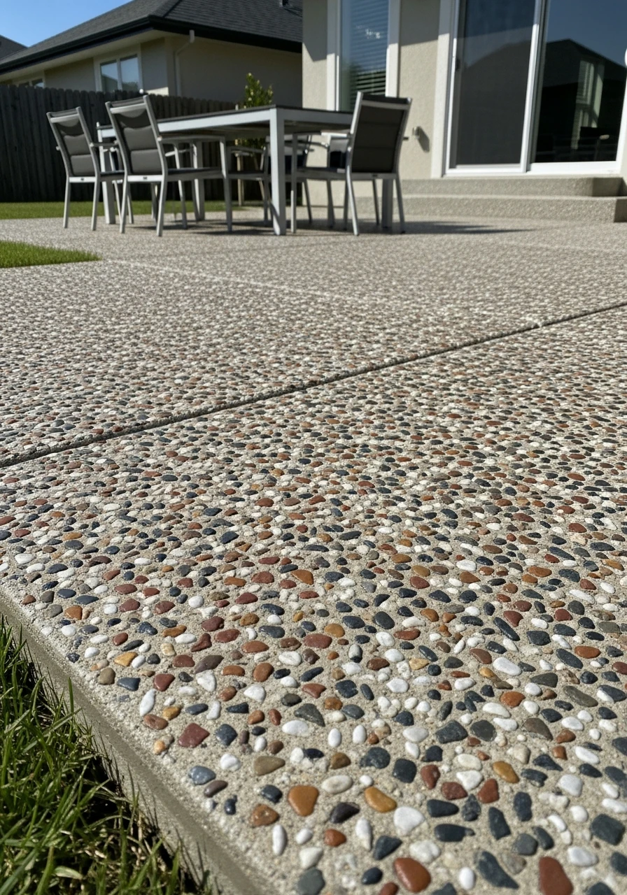 Exposed Aggregate Texture - 50 Concrete Patio Ideas That Look Expensive (But Aren't)