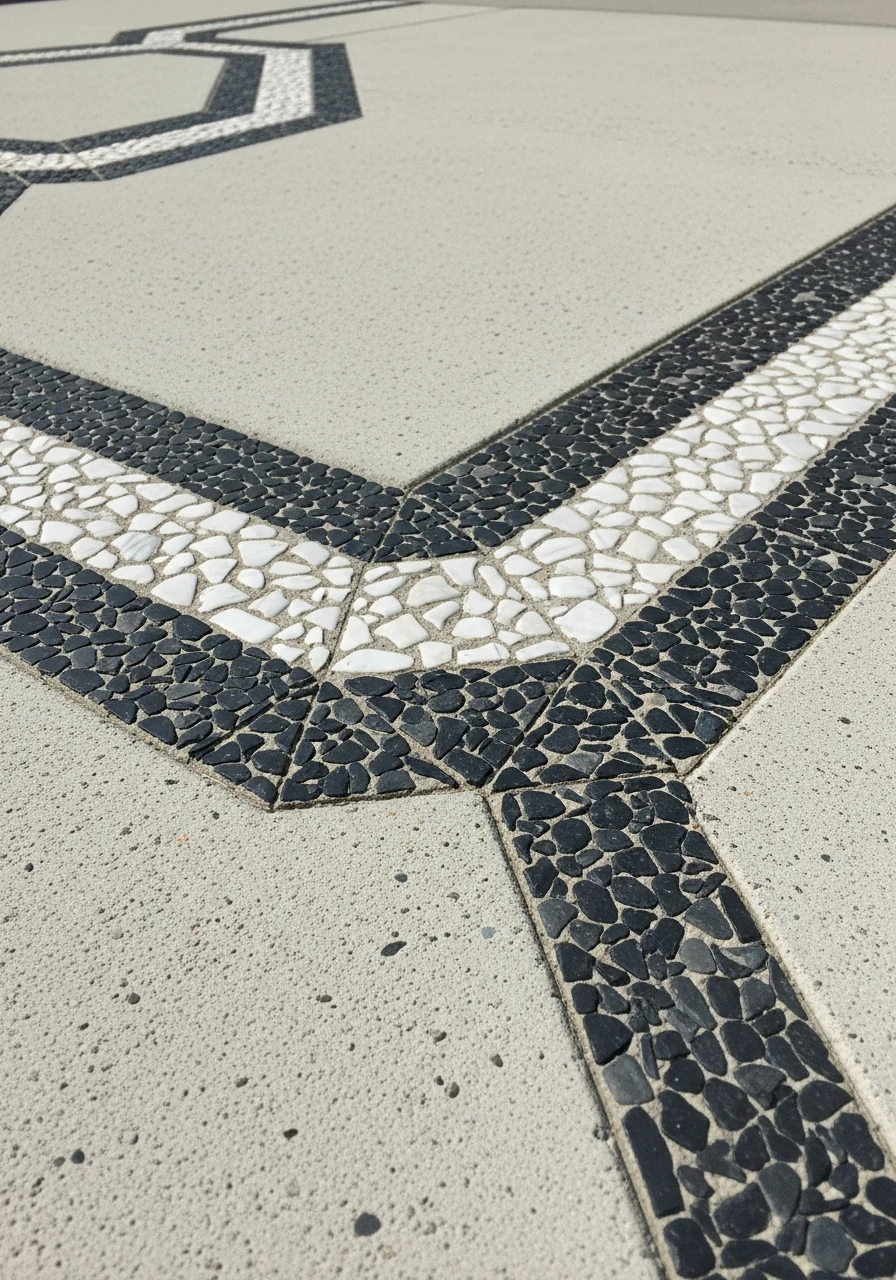 Concrete Mosaic Details - 50 Concrete Patio Ideas That Look Expensive (But Aren't)