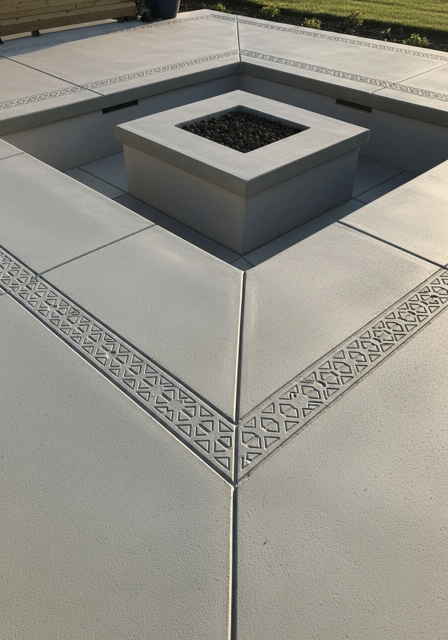 Etched Accent Designs - 50 Concrete Patio Ideas That Look Expensive (But Aren't)