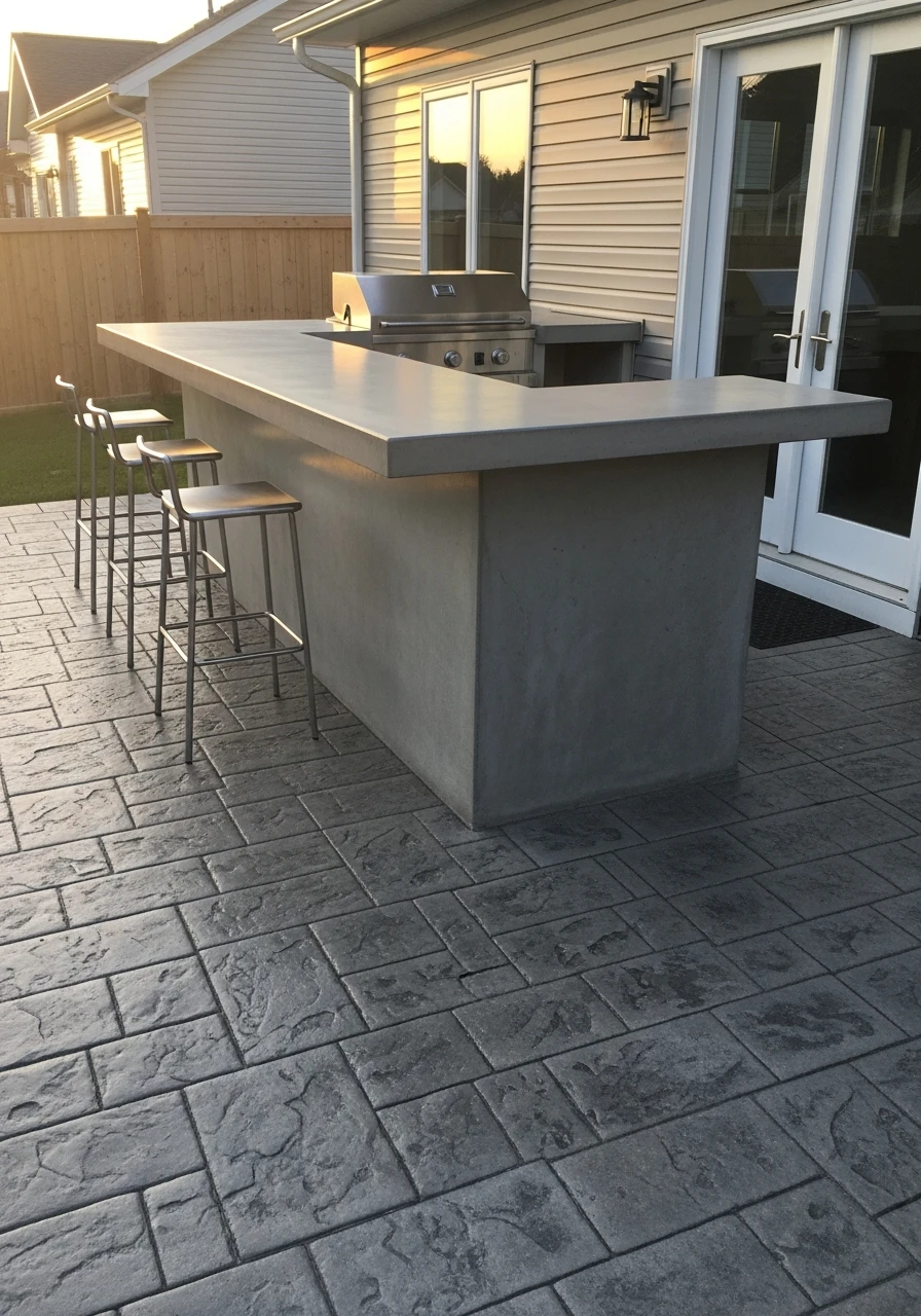 Built-In Bar Counter - 50 Concrete Patio Ideas That Look Expensive (But Aren't)