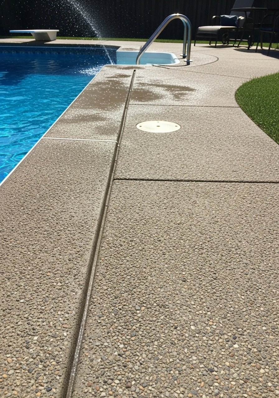 Slip-Resistant Poolside Finish - 50 Concrete Patio Ideas That Look Expensive (But Aren't)