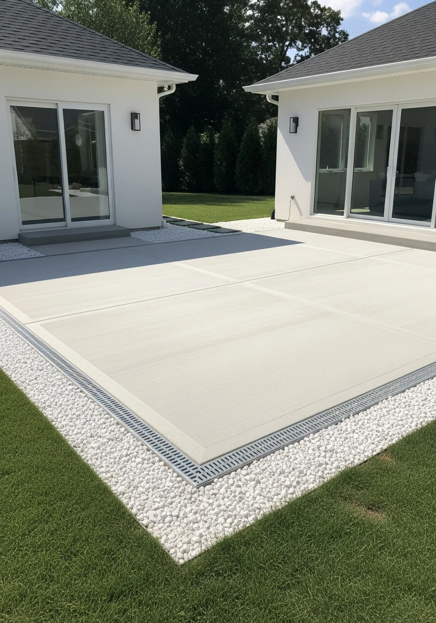 Sleek Hidden Drainage - 50 Concrete Patio Ideas That Look Expensive (But Aren't)