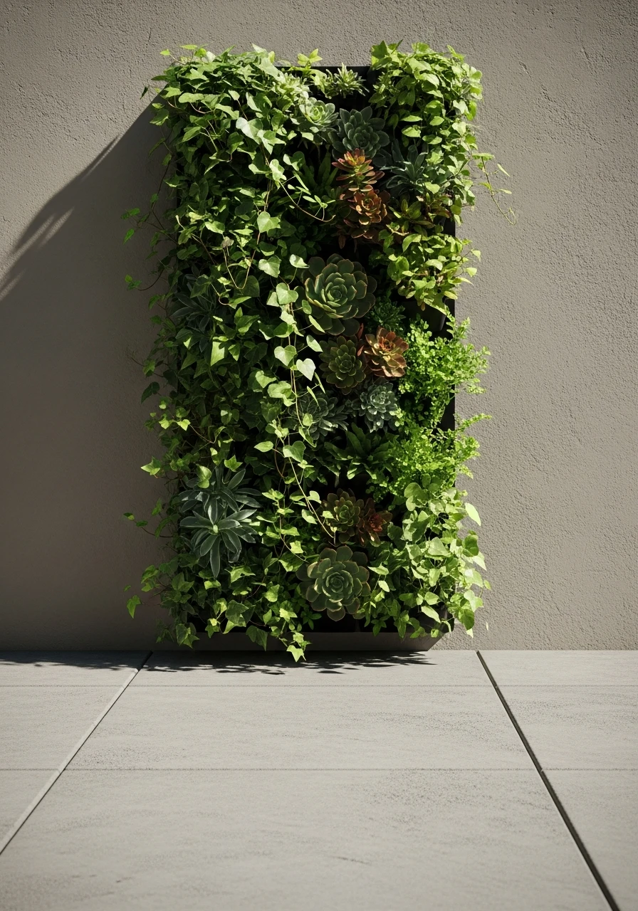 Small Vertical Garden - 50 Concrete Patio Ideas That Look Expensive (But Aren't)