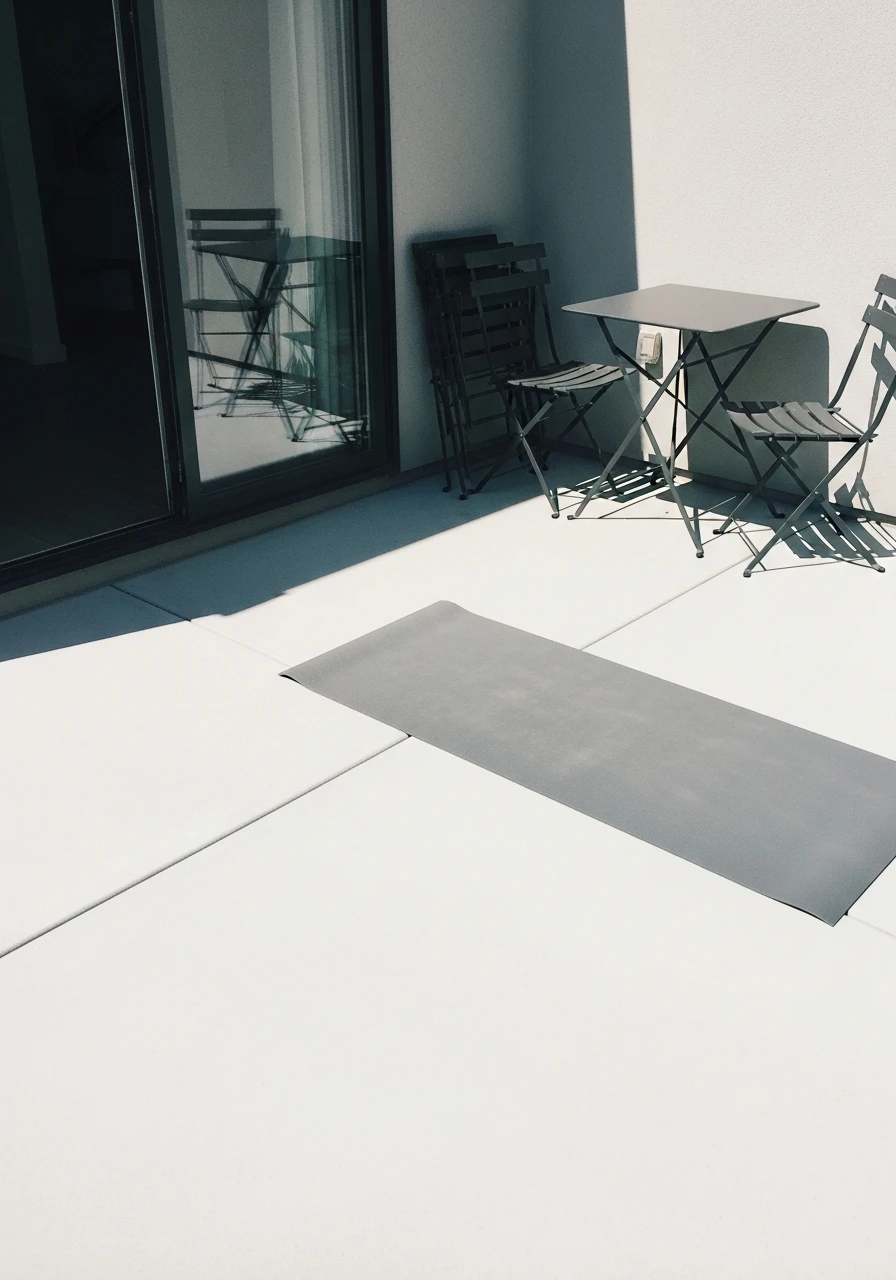 Foldable Furniture Pairing - 50 Concrete Patio Ideas That Look Expensive (But Aren't)