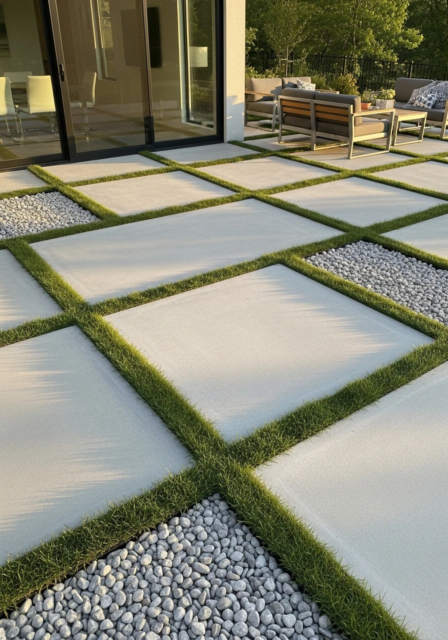 Stepping Pad Layout - 50 Concrete Patio Ideas That Look Expensive (But Aren't)
