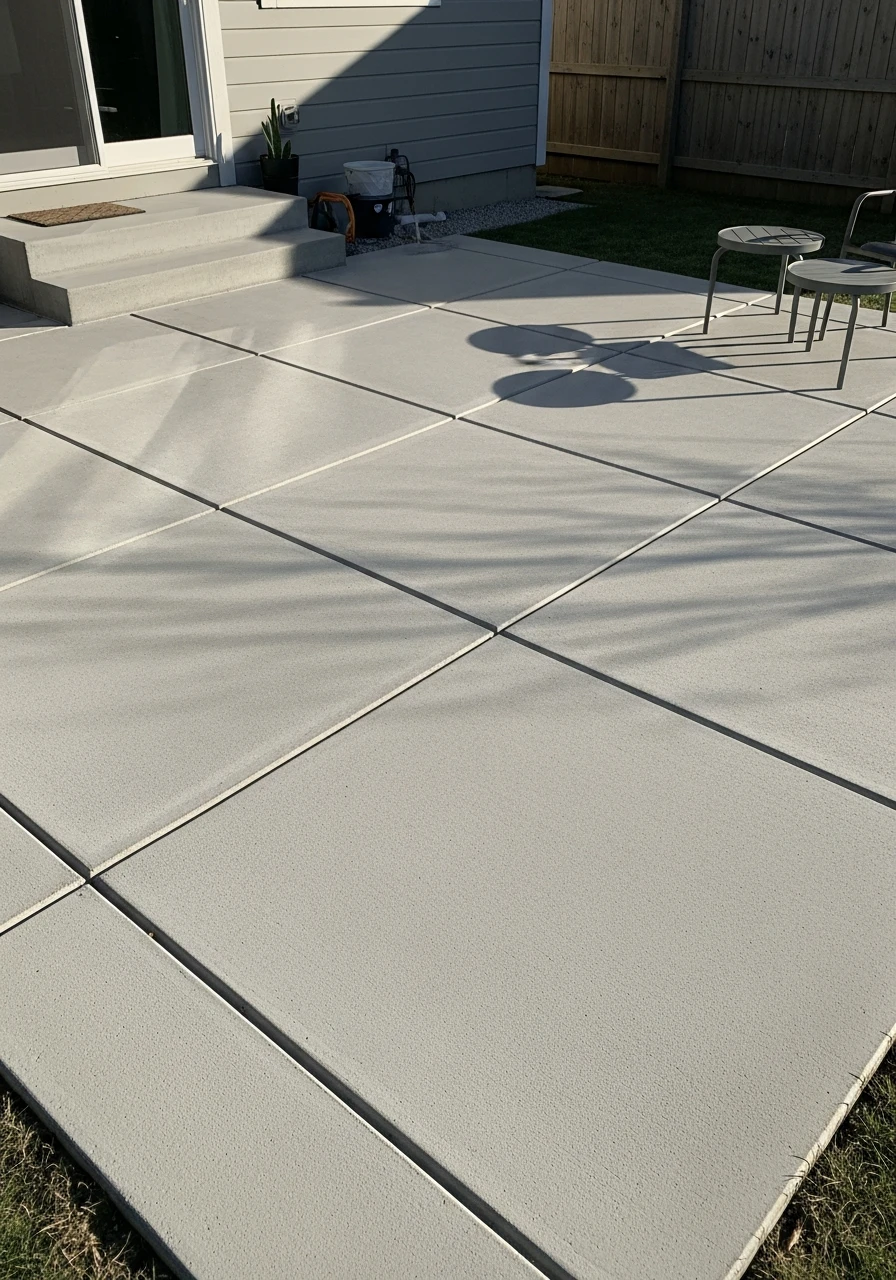 Saw-Cut Grid Patterns - 50 Concrete Patio Ideas That Look Expensive (But Aren't)