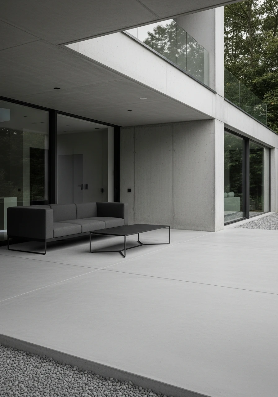 Minimal Furniture Styling - 50 Concrete Patio Ideas That Look Expensive (But Aren't)