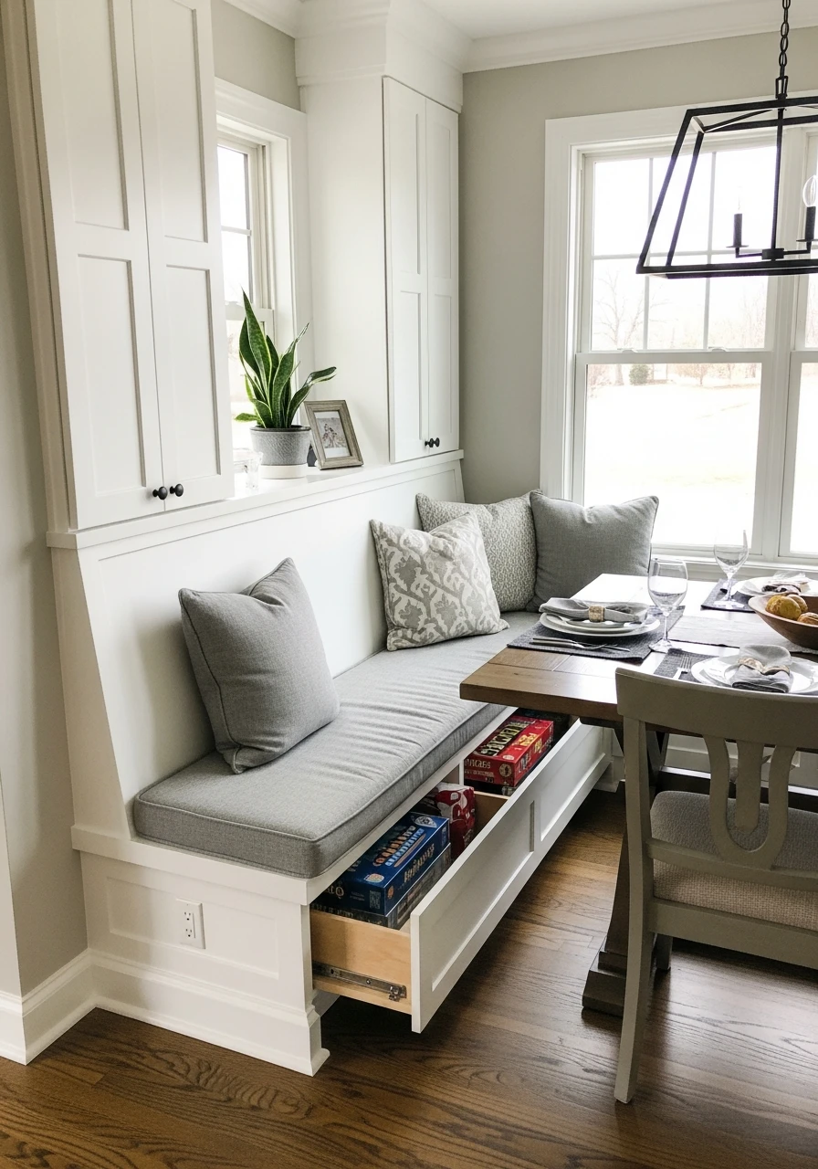 Banquette Seating Storage - 50 Dining Room Built-In Ideas for a Custom High-End Look