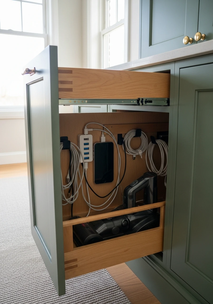 Hidden Charging Station Cabinets - 50 Dining Room Built-In Ideas for a Custom High-End Look