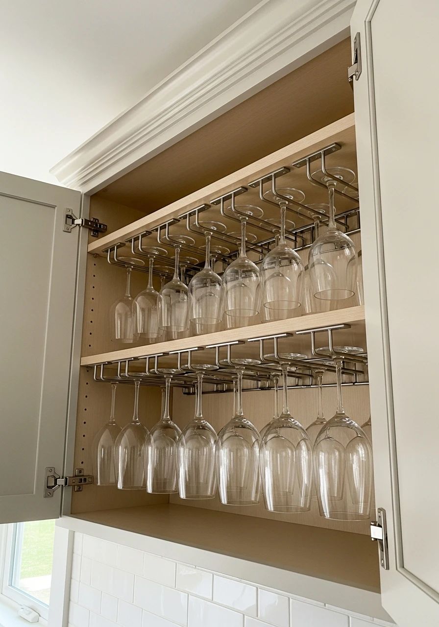 Hanging Stemware Rails - 50 Dining Room Built-In Ideas for a Custom High-End Look