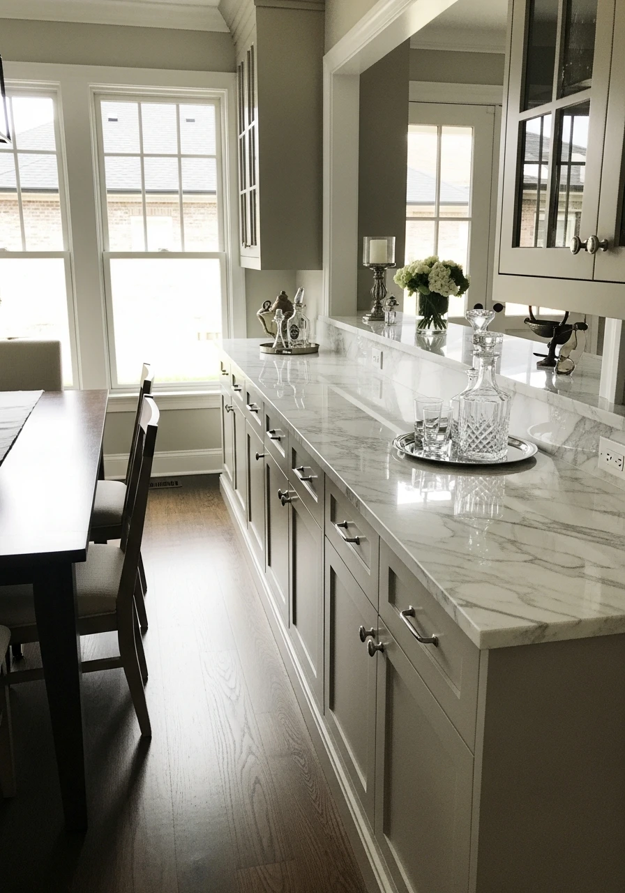 Stone Countertop Buffet - 50 Dining Room Built-In Ideas for a Custom High-End Look