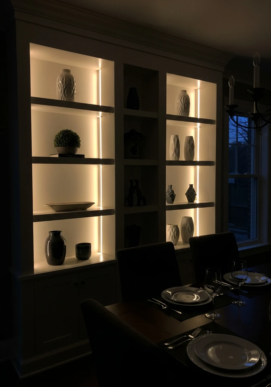 Highlight with LED Lighting - 50 Dining Room Built-In Ideas for a Custom High-End Look