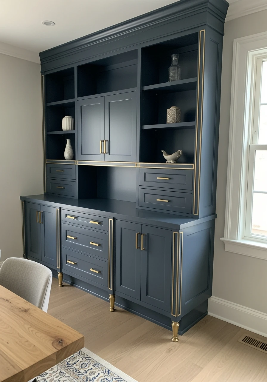 Brass Accent Details - 50 Dining Room Built-In Ideas for a Custom High-End Look