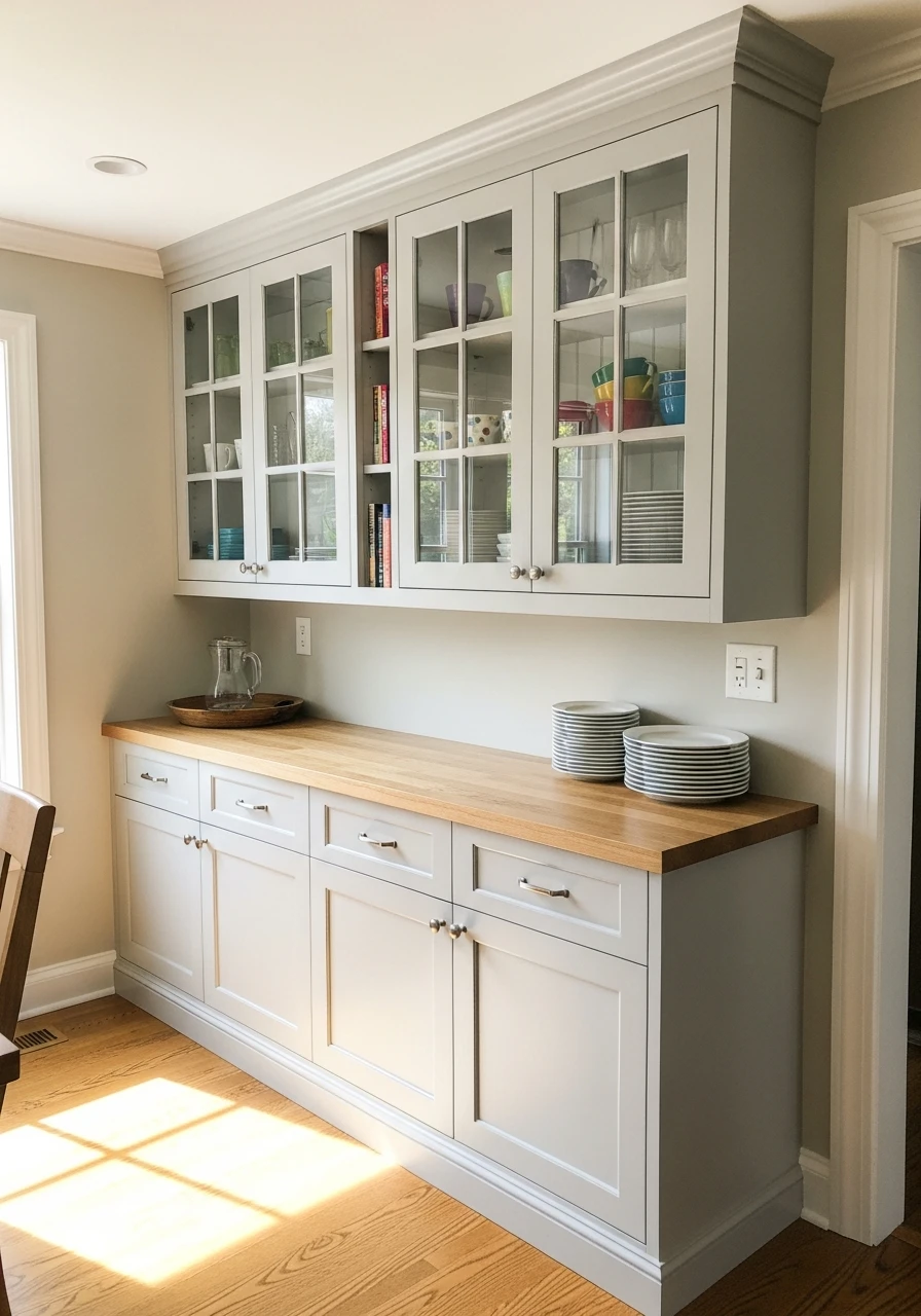 Glass Front Buffet - 50 Dining Room Built-In Ideas for a Custom High-End Look