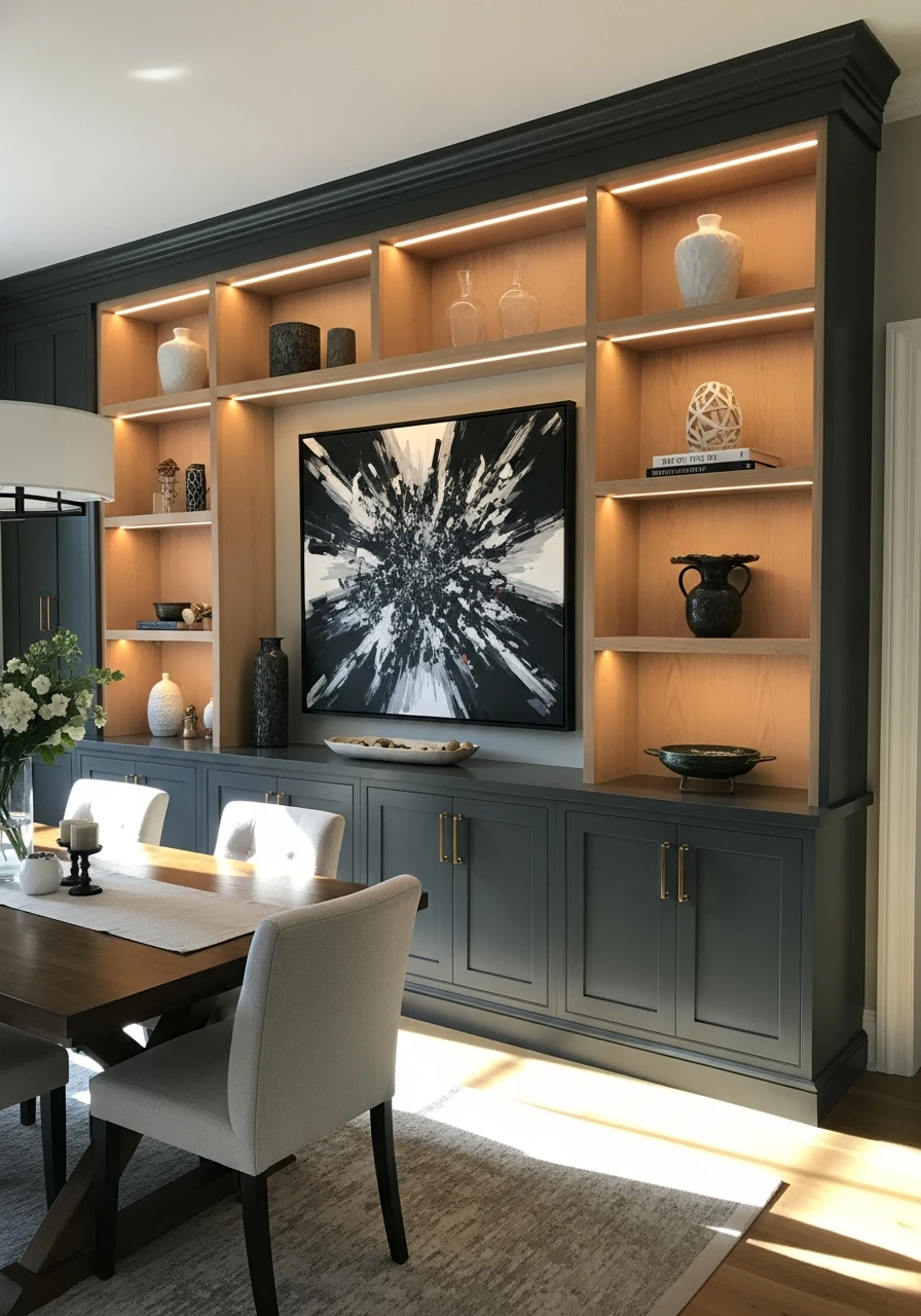 Feature Wall Focal Point - 50 Dining Room Built-In Ideas for a Custom High-End Look