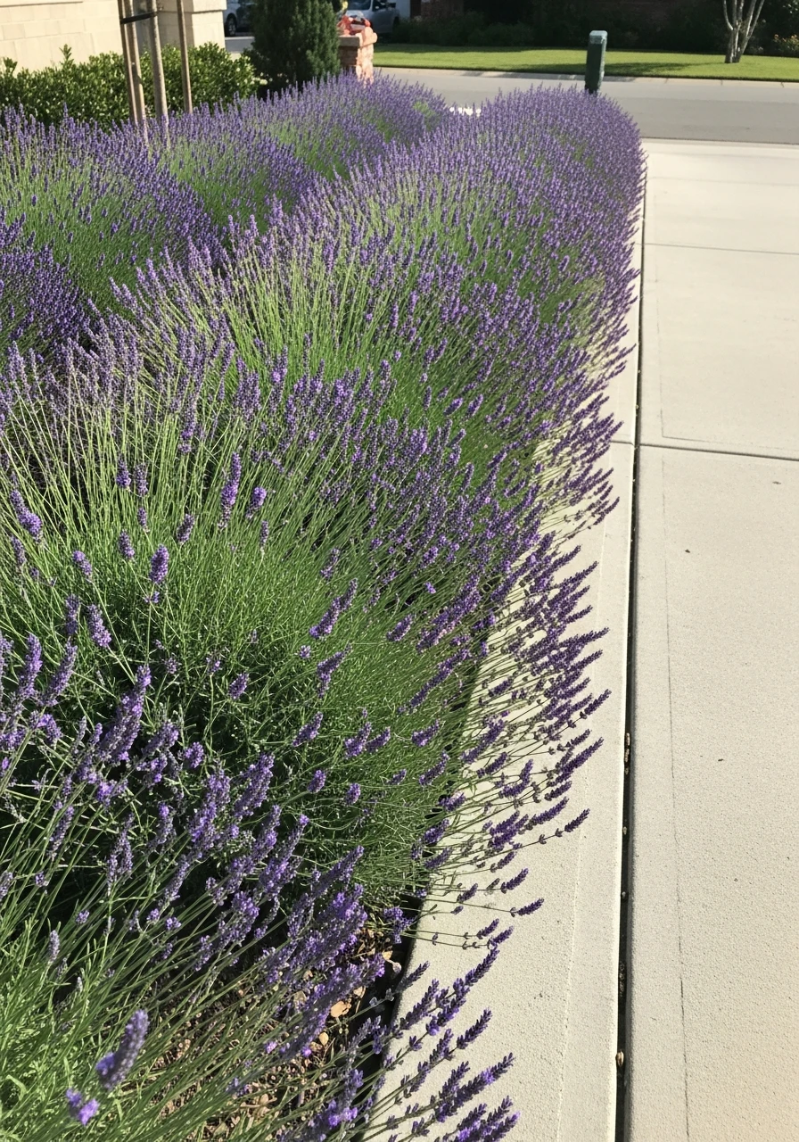 Fragrant Lavender Borders - 50 Driveway Landscaping Ideas That Make Your Home Look Expensive
