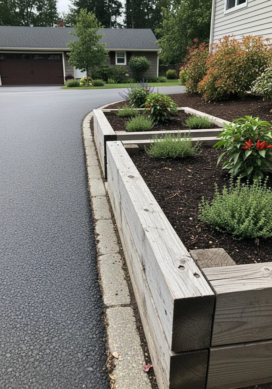 Defined Raised Garden Beds - 50 Driveway Landscaping Ideas That Make Your Home Look Expensive