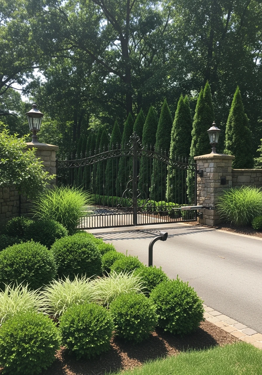Decorative Gate Entrance - 50 Driveway Landscaping Ideas That Make Your Home Look Expensive