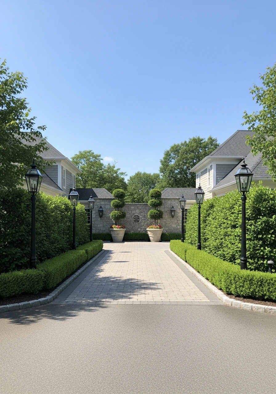 Symmetrical Driveway Look - 50 Driveway Landscaping Ideas That Make Your Home Look Expensive