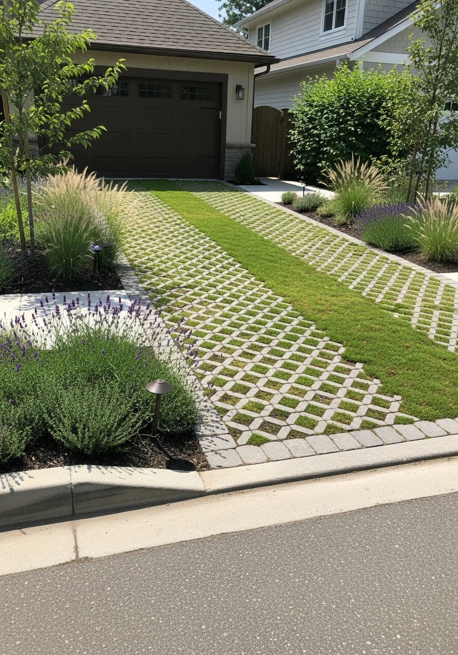 Integrated Front Yard Design - 50 Driveway Landscaping Ideas That Make Your Home Look Expensive