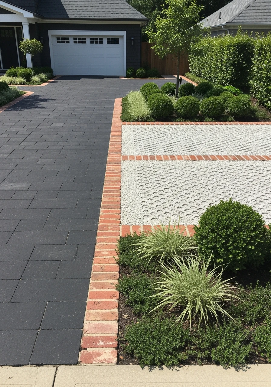 Material Zoning Design - 50 Driveway Landscaping Ideas That Make Your Home Look Expensive