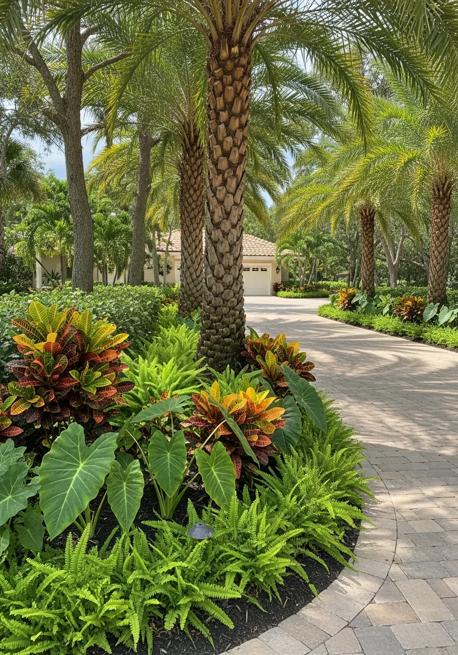 Tropical Driveway Look - 50 Driveway Landscaping Ideas That Make Your Home Look Expensive