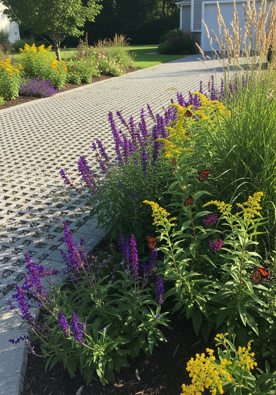 Eco-Friendly Biodiverse Design - 50 Driveway Landscaping Ideas That Make Your Home Look Expensive