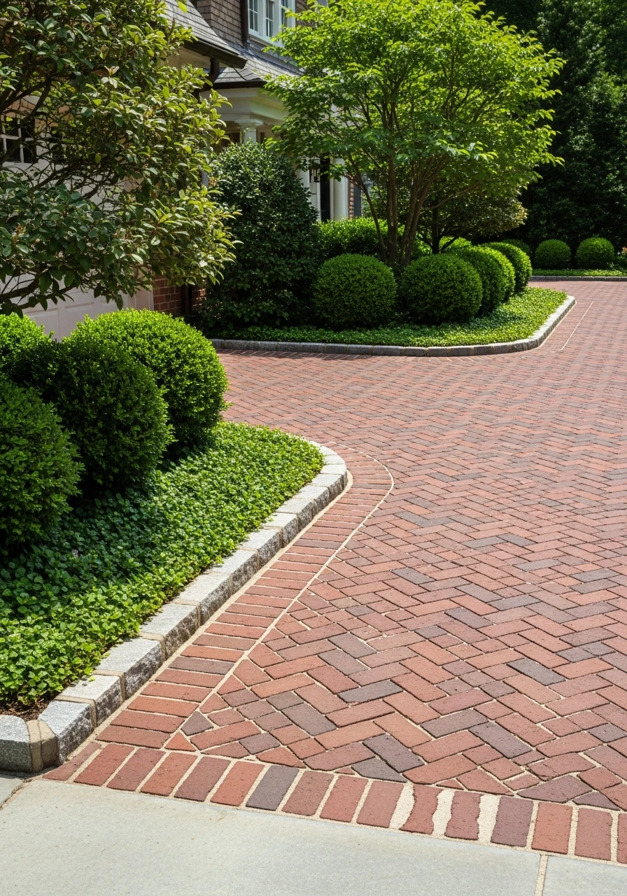 Classic Brick Driveway Patterns - 50 Driveway Landscaping Ideas That Make Your Home Look Expensive