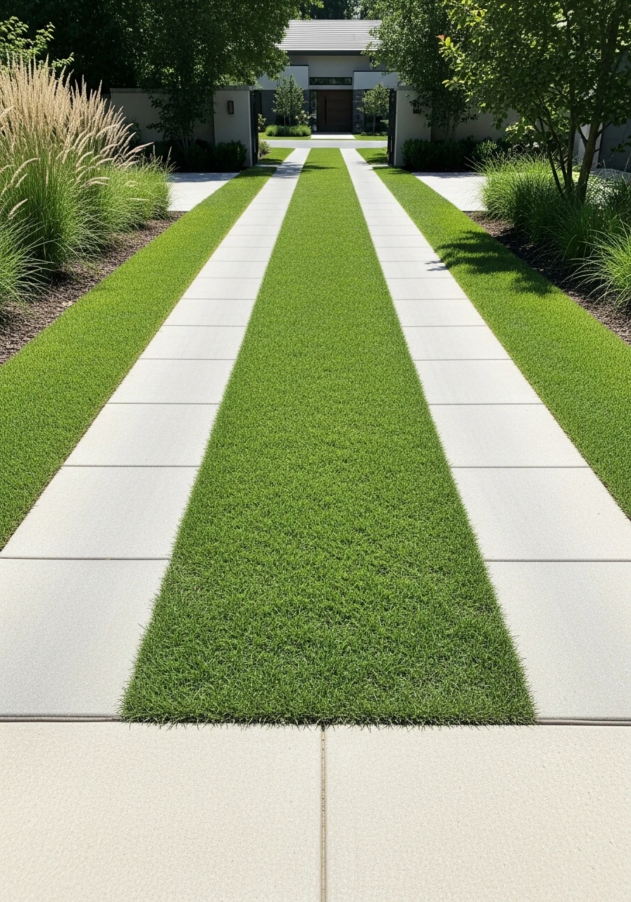Drivable Turf Strips - 50 Driveway Landscaping Ideas That Make Your Home Look Expensive
