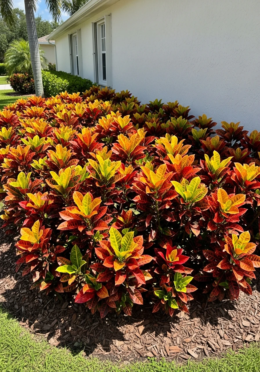 Colorful Croton Plant Beds - 50 Genius Florida Landscaping Ideas That Look Expensive
