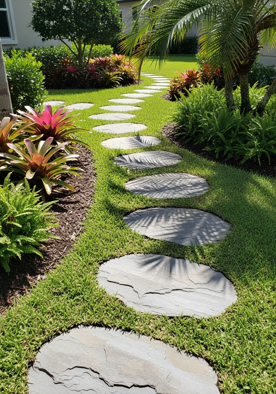 Stepping Stone Walkways - 50 Genius Florida Landscaping Ideas That Look Expensive