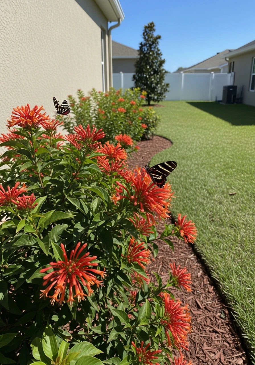 Firebush Attracts Pollinators - 50 Genius Florida Landscaping Ideas That Look Expensive