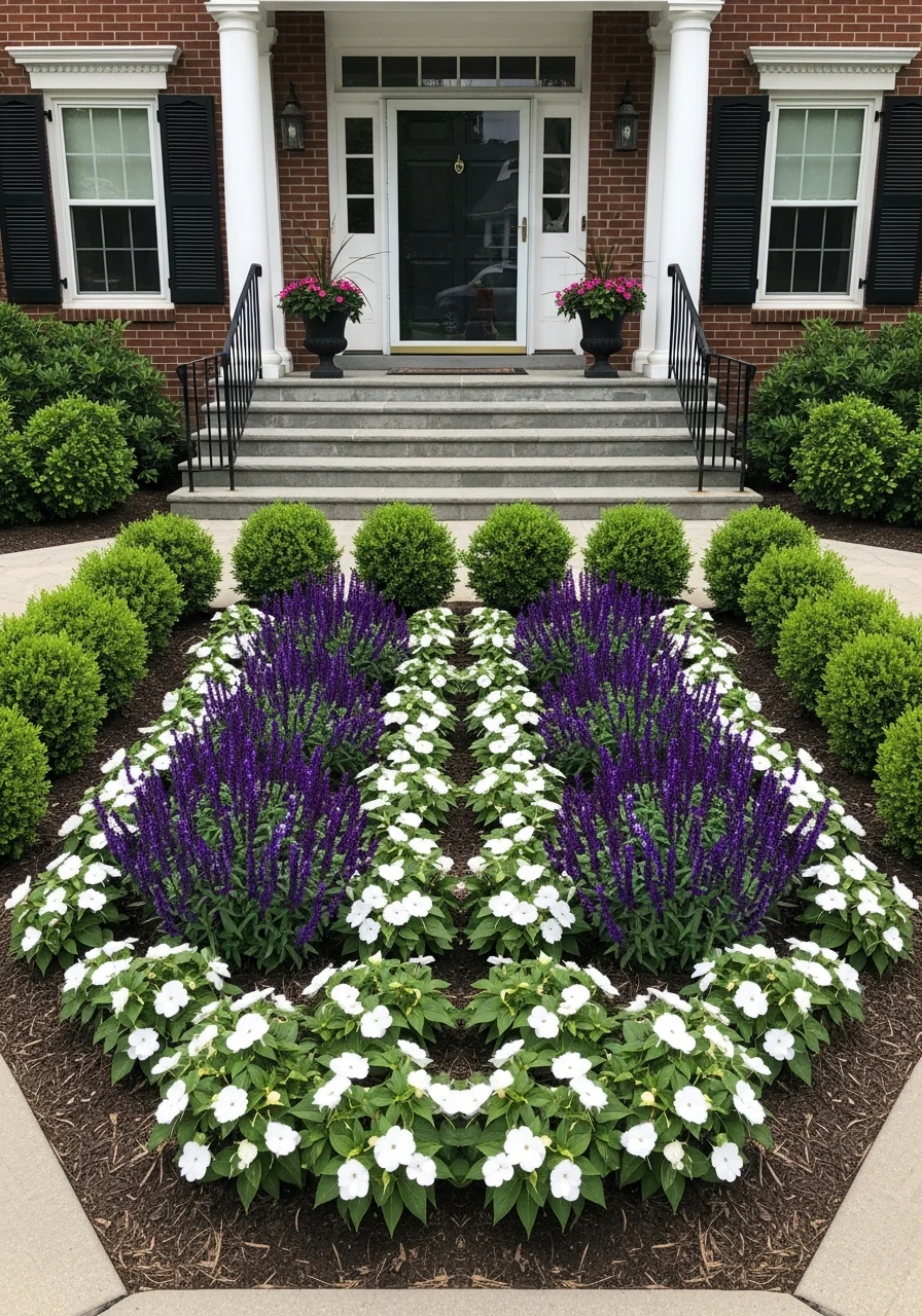 Matching Beds Frame Your Door - 50 Gorgeous Flower Beds in Front of House Ideas for Major Curb Appeal