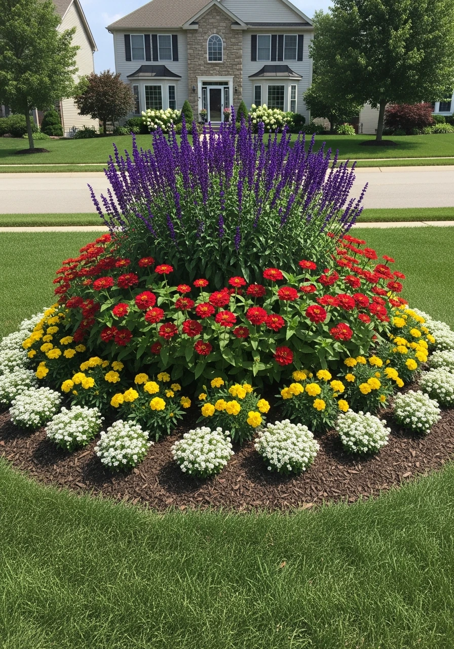 Curved Island Flower Bed - 50 Gorgeous Flower Beds in Front of House Ideas for Major Curb Appeal