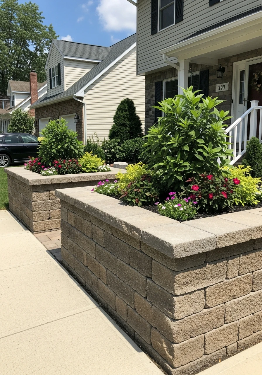 Raised Stone Flower Beds - 50 Gorgeous Flower Beds in Front of House Ideas for Major Curb Appeal