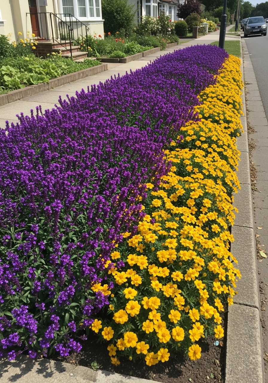 High-Contrast Color Pop - 50 Gorgeous Flower Beds in Front of House Ideas for Major Curb Appeal