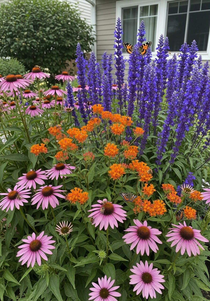 Pollinator-Friendly Bed - 50 Gorgeous Flower Beds in Front of House Ideas for Major Curb Appeal