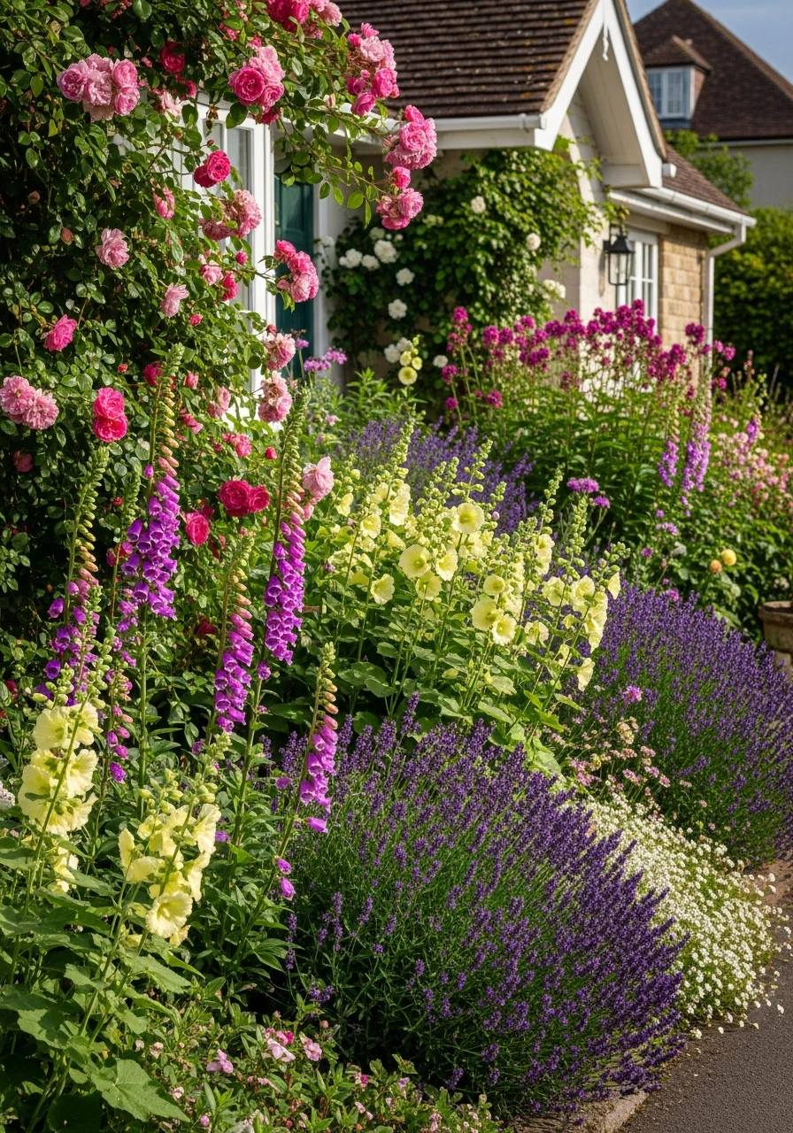 Cottagecore Flower Bed - 50 Gorgeous Flower Beds in Front of House Ideas for Major Curb Appeal