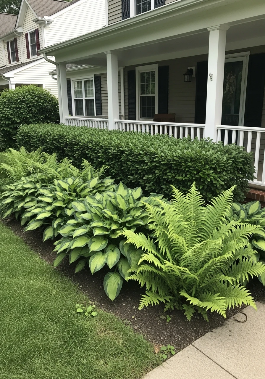 Porch-Overhang Shade Bed - 50 Gorgeous Flower Beds in Front of House Ideas for Major Curb Appeal
