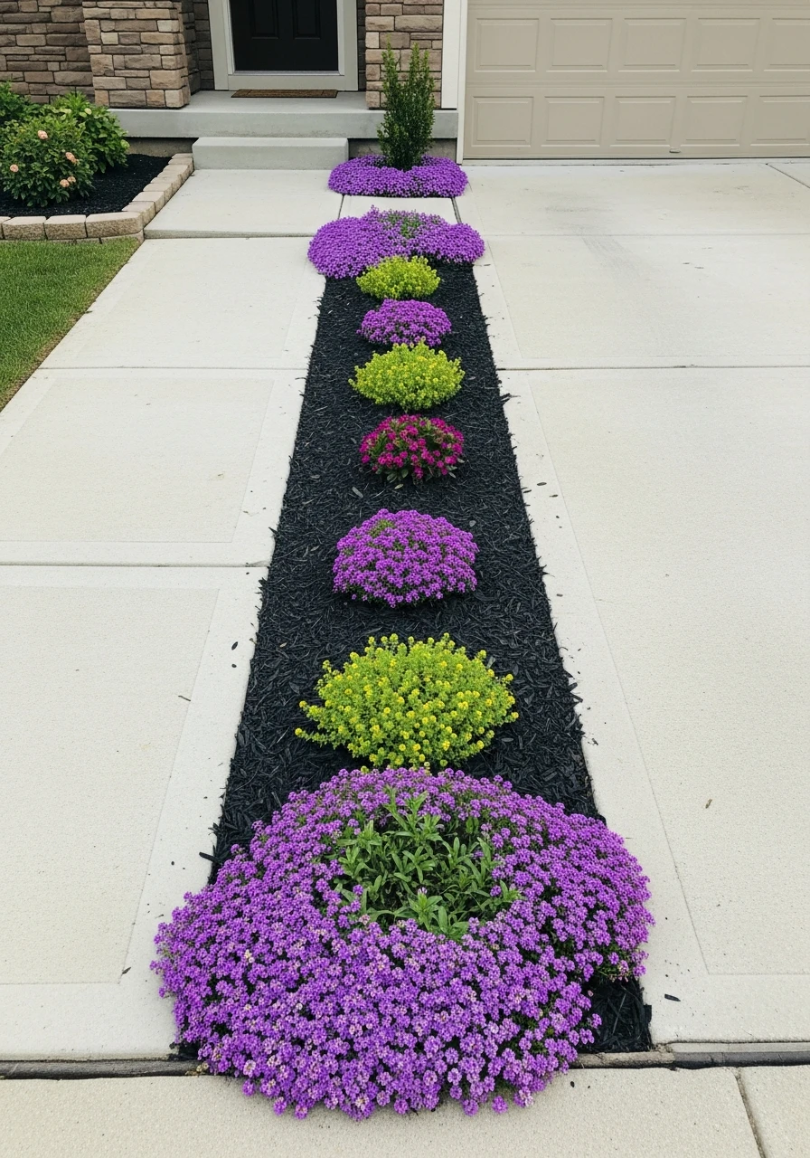 Narrow Driveway Strip Bed - 50 Gorgeous Flower Beds in Front of House Ideas for Major Curb Appeal