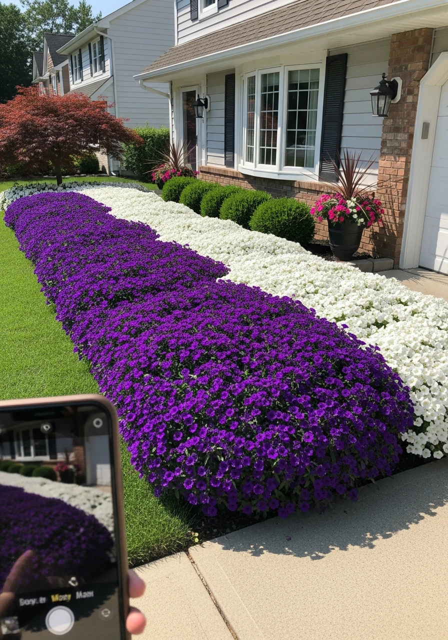 Bold Color-Blocked Design - 50 Gorgeous Flower Beds in Front of House Ideas for Major Curb Appeal