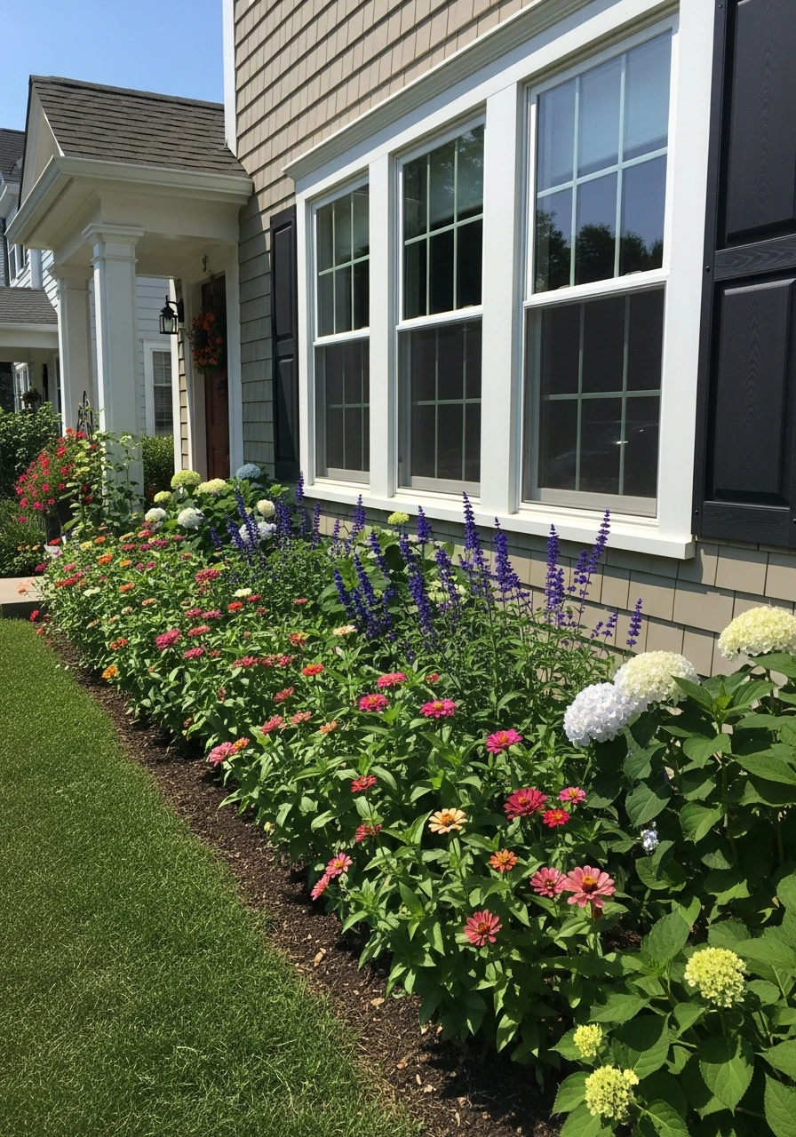 Window-Length Flower Beds - 50 Gorgeous Flower Beds in Front of House Ideas for Major Curb Appeal