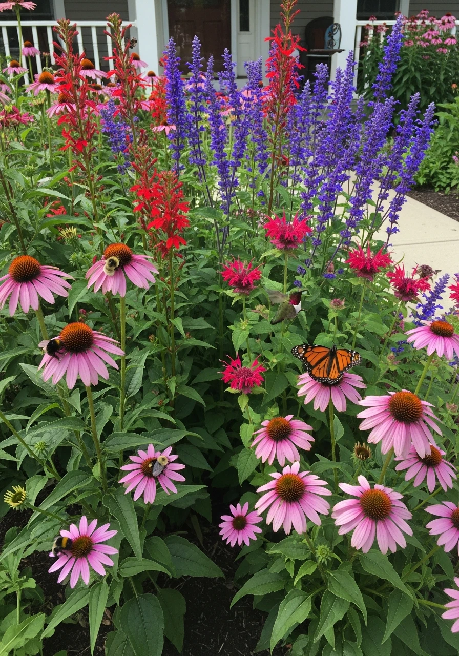 Pollinator Friendly Garden - 50 Budget-Friendly Front Yard Landscaping Ideas for Instant Curb Appeal