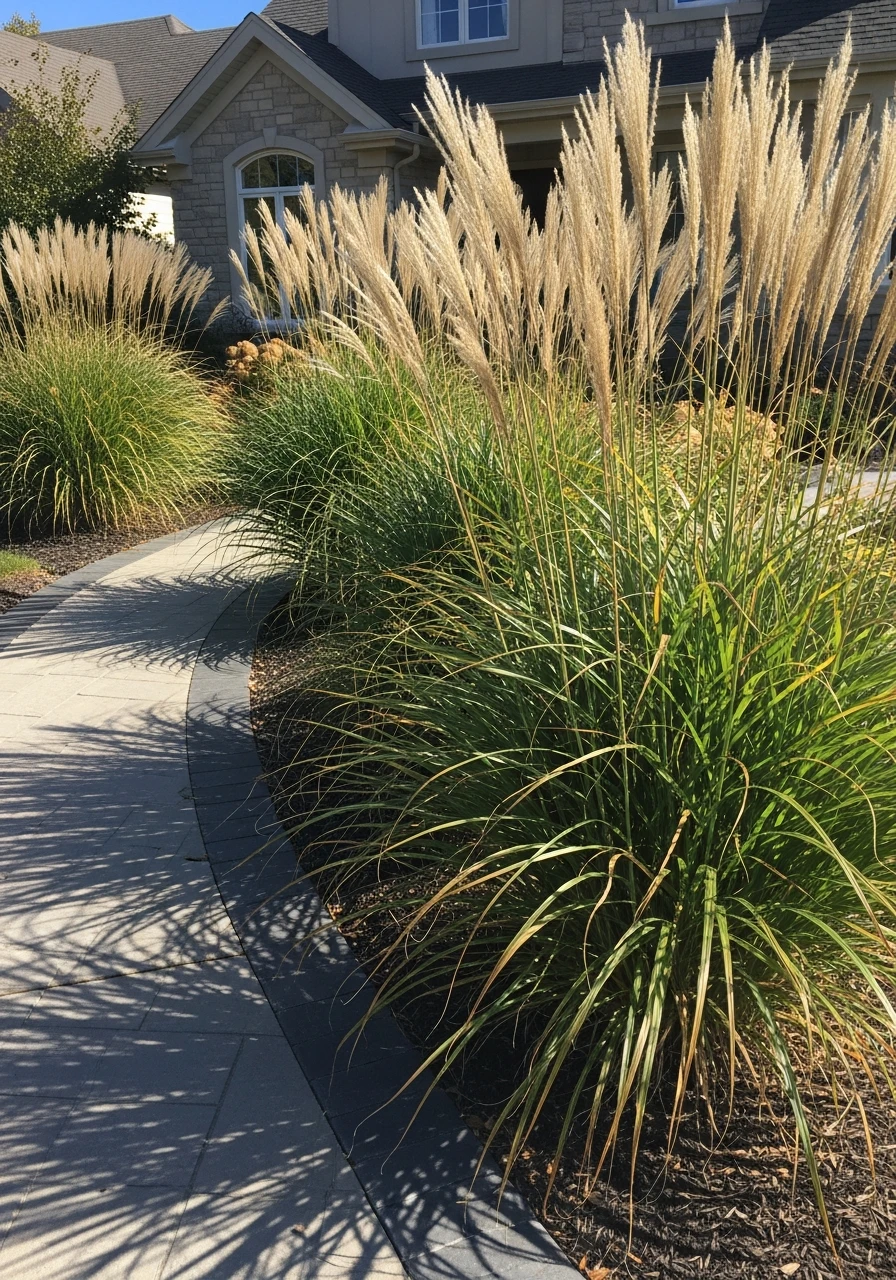 Ornamental Grasses Accents - 50 Budget-Friendly Front Yard Landscaping Ideas for Instant Curb Appeal